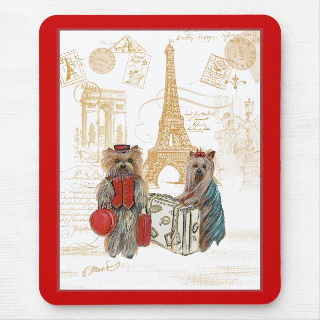 Tapis De Souris Tour Yorkie Eiffel Paris (Devant)