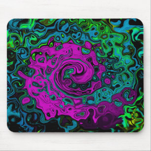 Tapis De Souris Tourbillon d'art liquide groovy abstrait magenta g