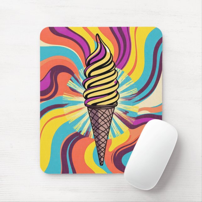 Tapis De Souris Tourbillon de Cône de Glace Pop Art (Avec souris)