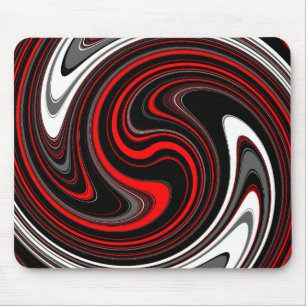 Tapis De Souris Tourbillon de peinture rouge noir blanc