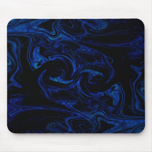Tapis De Souris Tourbillon Noir Bleu Abstrait Fumé Cool (Devant)