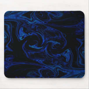 Tapis De Souris Tourbillon Noir Bleu Abstrait Fumée Cool