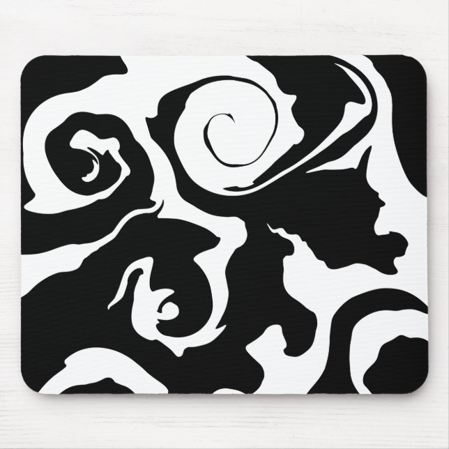 Tapis De Souris Tourbillon noir et Marbre blanc moderne (Devant)