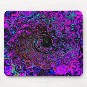 Tapis De Souris Tourbillonnement Liquide Rétro Noir et Magenta Psy