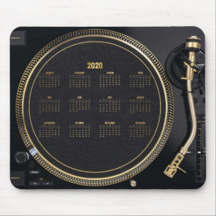 Tapis De Souris Tourne-disque DJ avec calendrier 2020 Mousepad