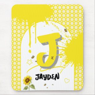 Tapis de souris tournesol aquarelle avec papillons