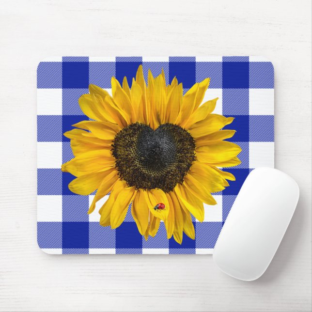 Tapis De Souris Tournesol du coeur avec coccinelle (Avec souris)