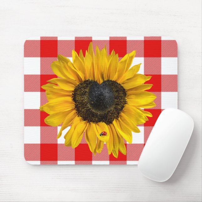 Tapis De Souris Tournesol du coeur avec coccinelle (Avec souris)