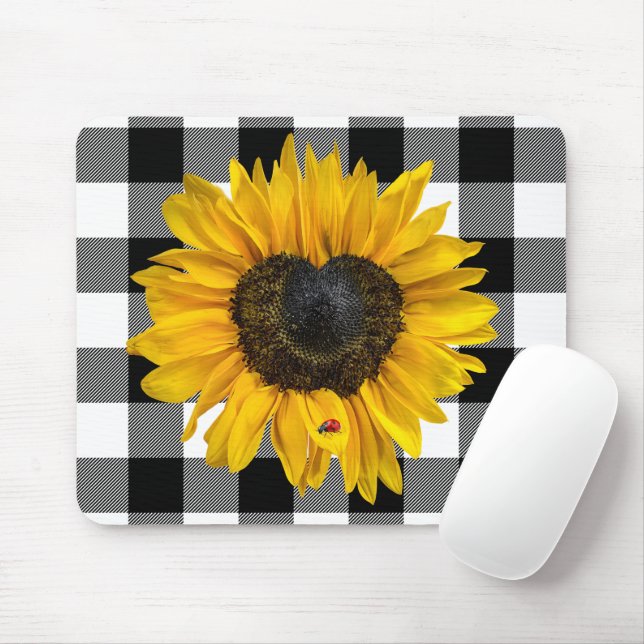 Tapis De Souris Tournesol du coeur avec coccinelle (Avec souris)