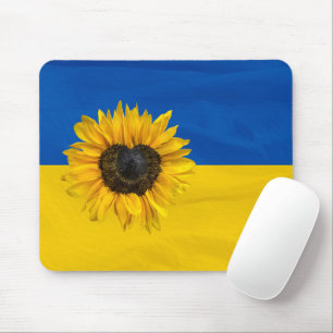Tapis De Souris Tournesol du coeur sur le drapeau ukrainien