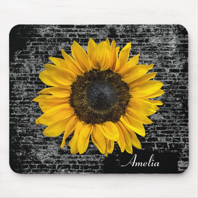 Tapis De Souris tournesol jaune en brique (Devant)
