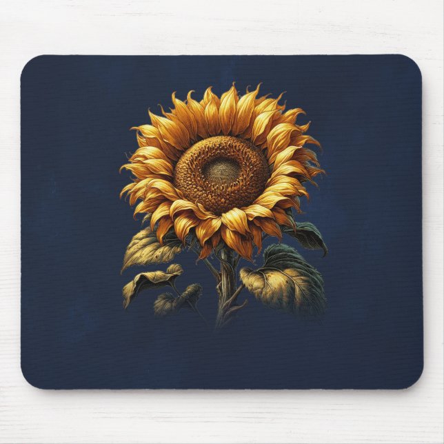 Tapis De Souris Tournesol Rustique Bleu  (Devant)