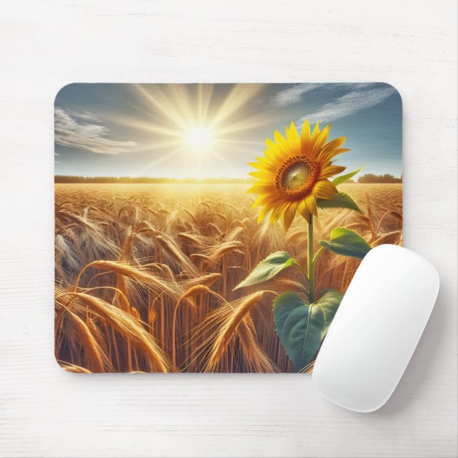 Tapis De Souris Tournesol Solitaire En Champ De Blé (Avec souris)