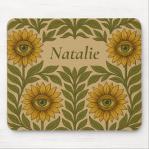 Tournesol Vintage Floral Nom personnalisé Mousepad