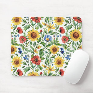 Tapis De Souris Tournesols bleus rouges jaunes floraux italiens