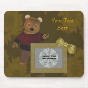 Tapis De Souris Tournesols de l'ours mignon Photo Mousepad