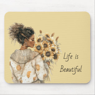 Tapis De Souris Tournesols jaunes femelles noires