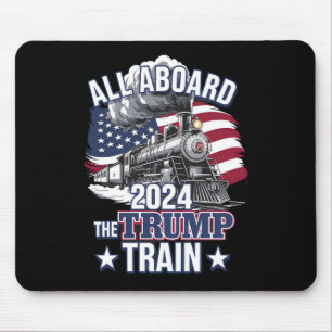 Tapis De Souris Tous à bord du train Trump Trump 2024 Patriotique
