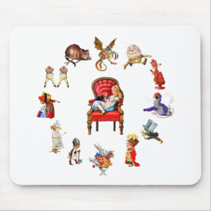 Tapis De Souris Tout Autour D'Alice À Travers Le Regard De Verre