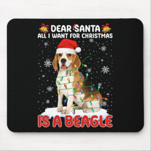 Tapis De Souris Tout Ce Que Je Veux Pour Noël Est Beagle Santa Hat