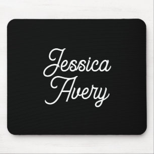 Tapis De Souris Tout nom   Élégant Vintage blanc Script sur noir