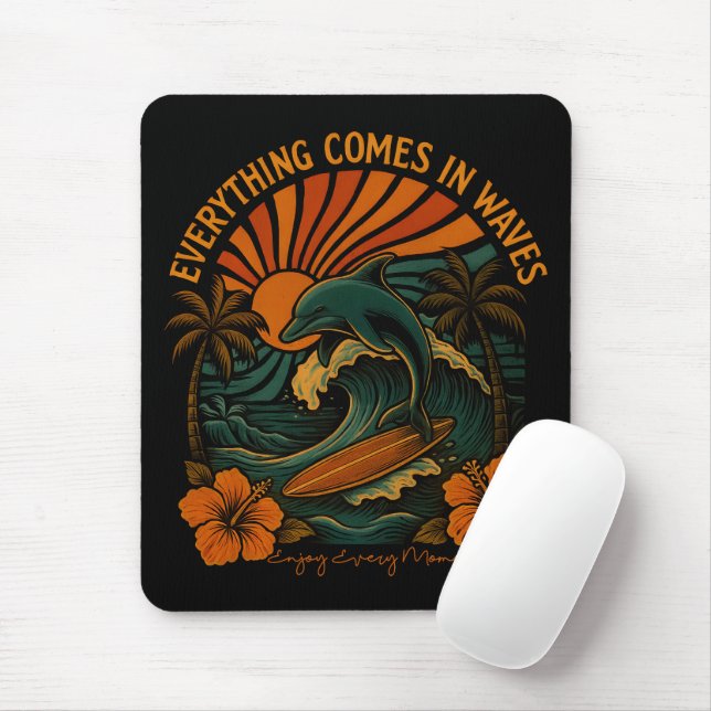 Tapis De Souris Tout Vient En Vagues Rétro (Avec souris)