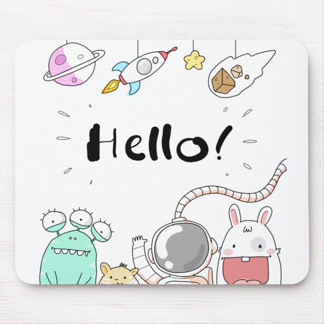 Tapis De Souris Toys Astronaut Rocket Planet Galaxy Alien Monster. (Devant)