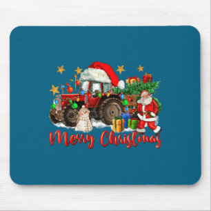 Tapis De Souris Tracteur de Noël joyeux avec bonhomme de neige Pèr
