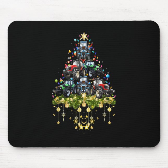 Tapis De Souris Tracteur Noël Arbre Lumières Tracteur de vacances (Devant)