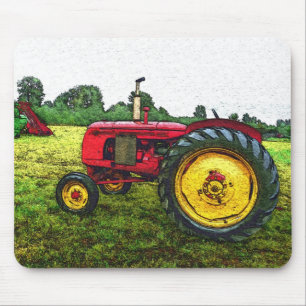 Tapis De Souris Tracteur rouge et jaune de ferme