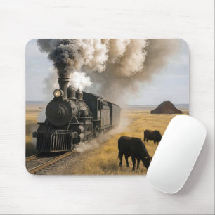 Tapis De Souris Train à locomotive vintage dans les Grandes Plaine