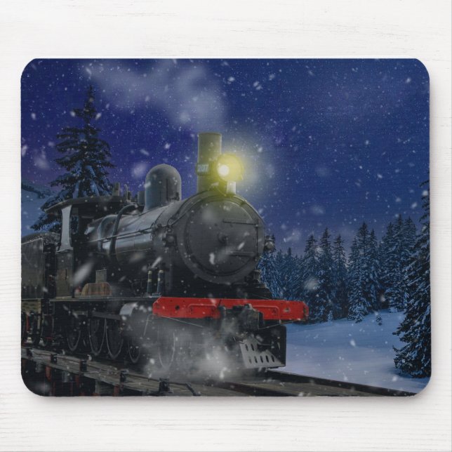 Tapis De Souris Train de Noël dans la neige (Devant)