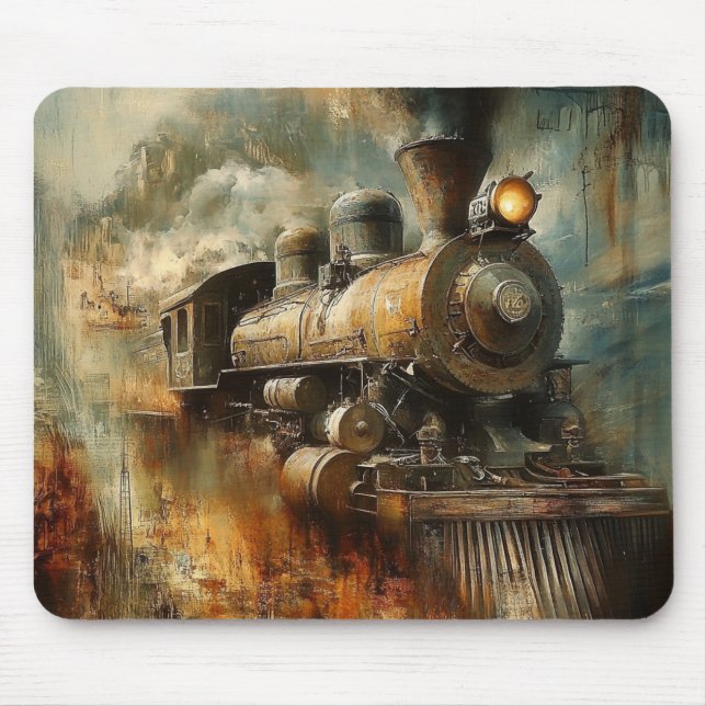 Tapis De Souris Train Vintage Abstrait Mousepad (Devant)