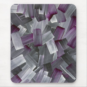 Tapis De Souris Traits de pinceau abstraits en violet, noir et gri