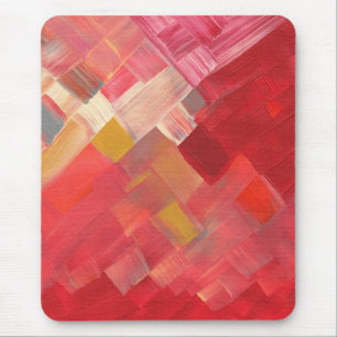 Tapis De Souris Traits de pinceau abstraits géométriques rouge, ro