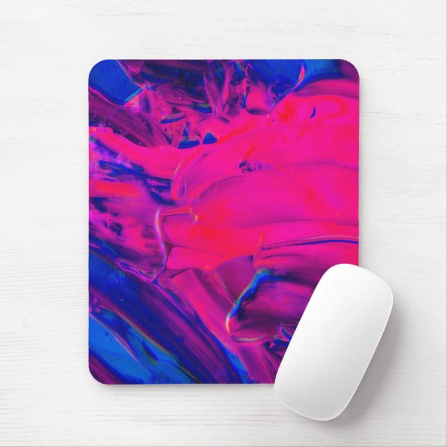 Tapis De Souris Traits de pinceau peints en violet et rose (Avec souris)