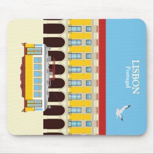 Tapis De Souris Tramway jaune de Lisbonne style vintage