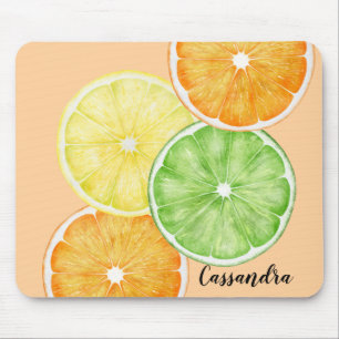 Tapis De Souris Tranches de fruits d'agrumes Orange, Lime et Citro