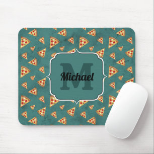 Tapis De Souris Tranches de pizza cool vintage motif turquoise Mon
