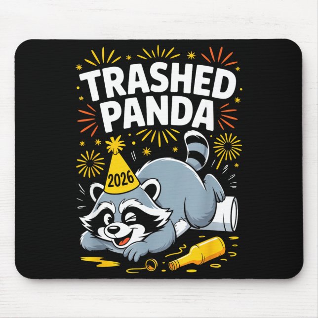 Tapis De Souris Trashed Panda New Year 2026 Funny Raccoon Design  (Devant)
