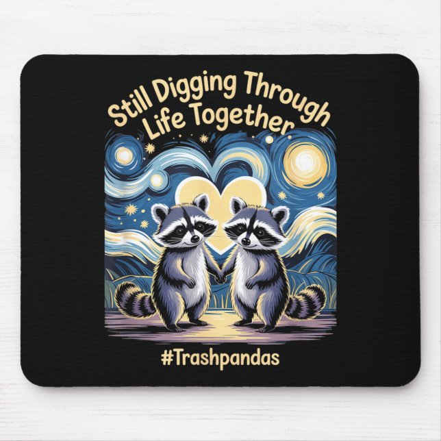 Tapis De Souris Trashpandas Couples appariés Saint-Valentin Annive (Devant)