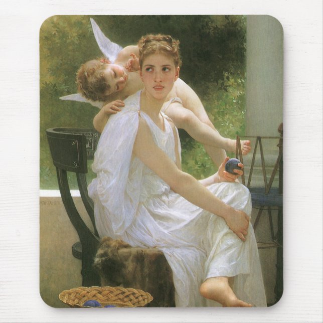 Tapis De Souris Travail interrompu par Bouguereau, Angel Portrait (Devant)