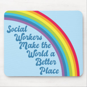Tapis De Souris Travail social Citation inspirante Rainbow Blue