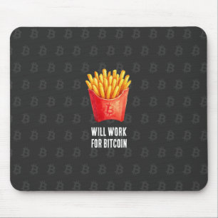 Tapis De Souris Travaillera pour Bitcoin (Noir)