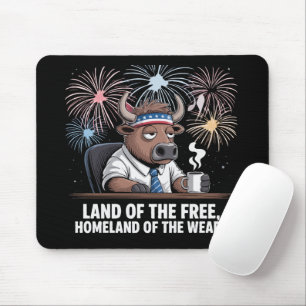 Tapis De Souris Travailleur de bureau buffle patriotique drôle et