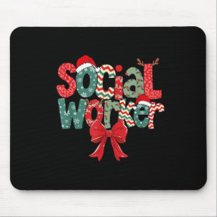 Tapis De Souris Travailleur social Noël Rétro Xmas C'est la saison