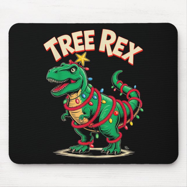 Tapis De Souris Tree Rex Christmas Costume T-rex Dinosaur Xmas Lig (Devant)