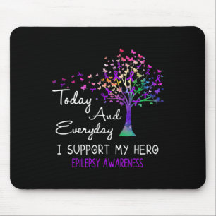 Tapis De Souris Tree Ribbon I Support My Hero Epilepsie Awareness