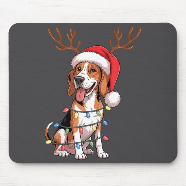 Tapis De Souris Treeing Walker Coonhound Dog Christmas Lights Sant (Devant)