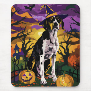 Tapis De Souris Treeing Walker Coonhound Halloween Sorcière Citrou